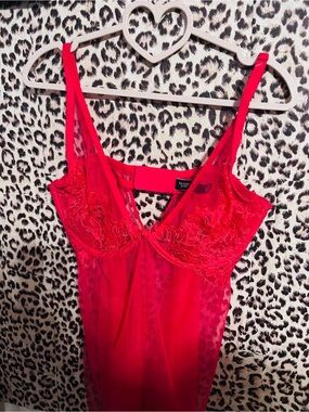 Victoria's Secret Bright Red Lace Slip Chemise